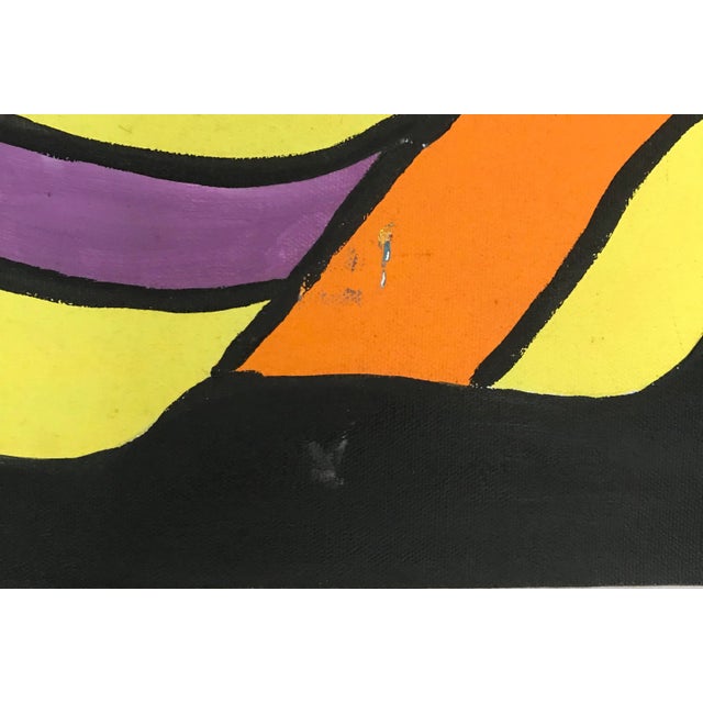 Contemporary 1990s 30” Abstract Pop Art Acrylic Painting “ Two Faced " - Signed Original For Sale - Image 3 of 5