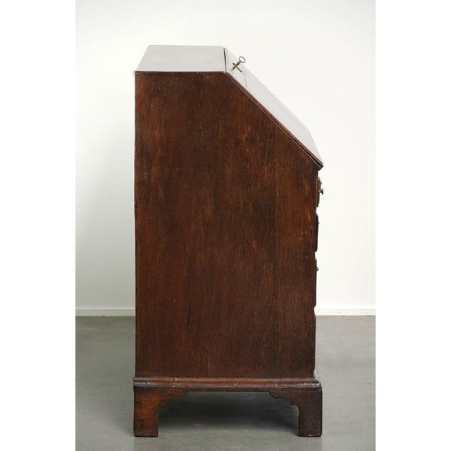 18th Century Antique English Oak Secretaire with Leather Top, 1700s For Sale - Image 5 of 16