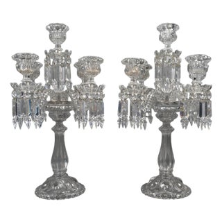 19th Century Napoleon III Crystal Candelabras from Baccarat, Set of 2 For Sale