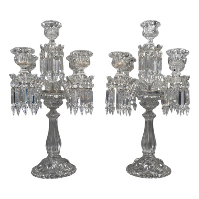 19th Century Napoleon III Crystal Candelabras from Baccarat, Set of 2 For Sale