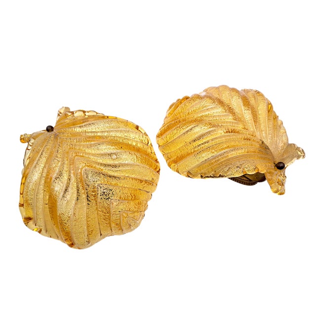 Murano Glass Shell-Shaped Dew Glass Wall Lamps from Manifattura Di Murano, 1960s, Set of 2 For Sale - Image 12 of 16