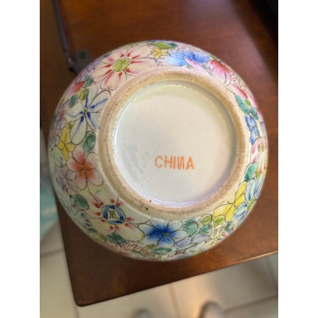 Vintage Chinese Porcelain Dragon Bowl Famille Rose Floral Jardiniere For Sale - Image 9 of 9