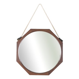 Italian Wood and Rope Wall Mirror, 1960s For Sale