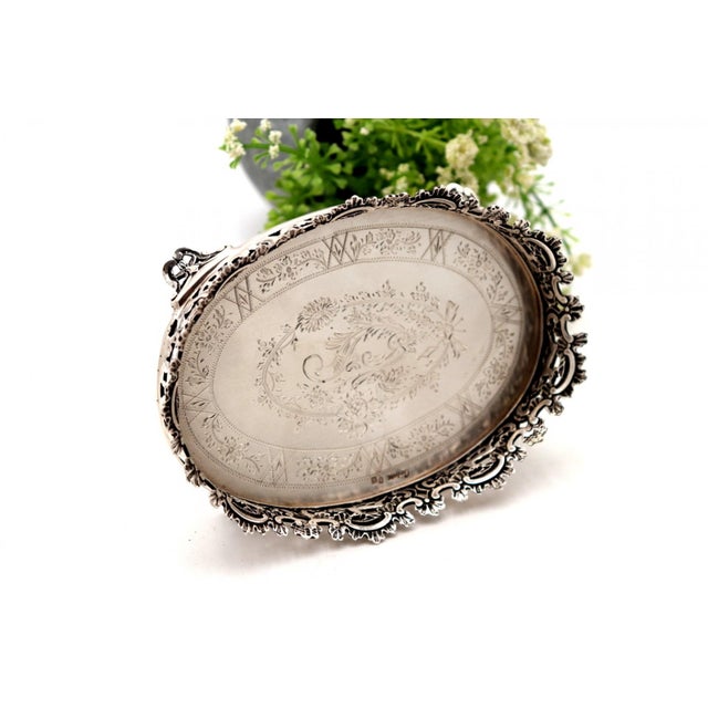 Silver Ring with Embossed Grid For Sale - Image 3 of 7
