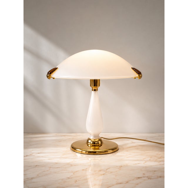 Metal Mid-Century Modern Mushroom Glass Table Lamp by Aureliano Toso, 1970s For Sale - Image 7 of 13