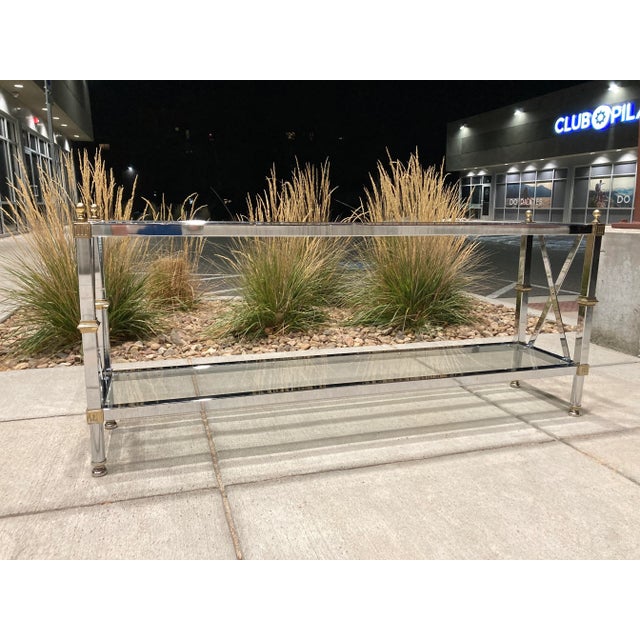 Modern Tiered Glass Console Table in the Manner of Maison Jansen For Sale - Image 13 of 13
