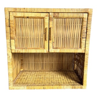 Late 20th Century Boho Chic Wicker Cabinet/Sideboard For Sale