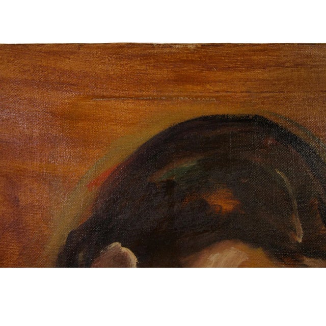 1960s Nude Portrait of a Woman Original Artwork Outsider Art Oil Painting For Sale - Image 5 of 8