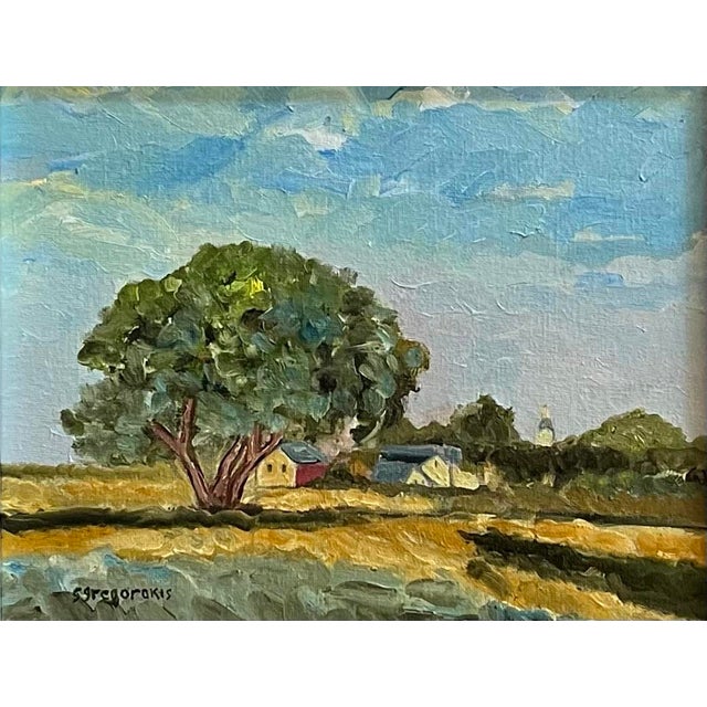 Oil painting on canvas board of a landscape. Provincetown, Massachusetts by Satori Gregorakis. Signed in the lower left...