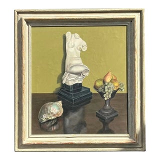 Vintage 1957 Original Still Life on Canvas For Sale