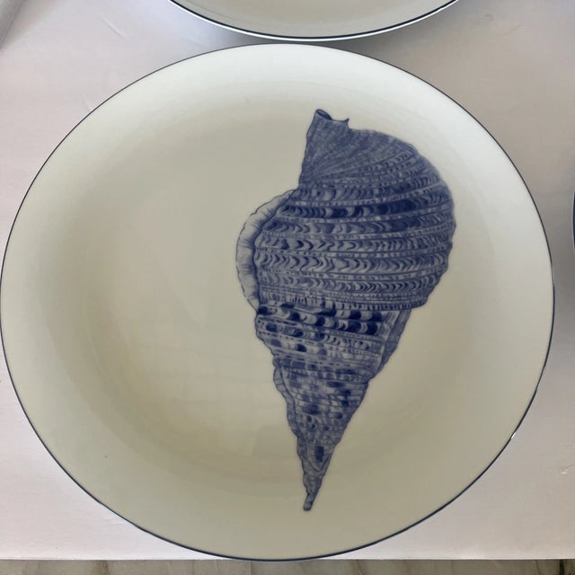 Mid-Century Modern Vintage Mid-Century Modern Fitz & Floyd Coquille Coastal Seashell Blue Dinner Plate - Set of 4 For Sale - Image 3 of 6