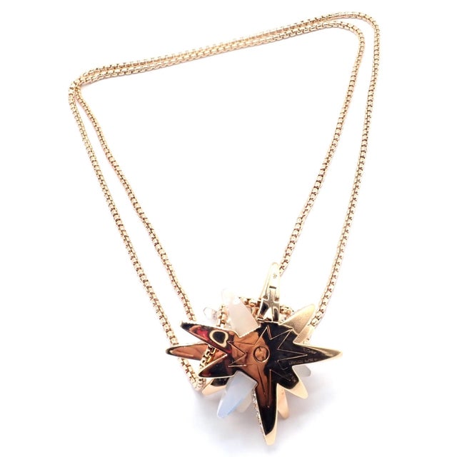 Cartier Rose Gold Limited Edition Diamond Mop Meterore Fractal Pendant Necklace For Sale In Philadelphia - Image 6 of 13