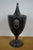Late 20th Century Vintage Black Toleware Floral Lions Head Chestnut Trophy Mantel Urn For Sale - Image 5 of 12