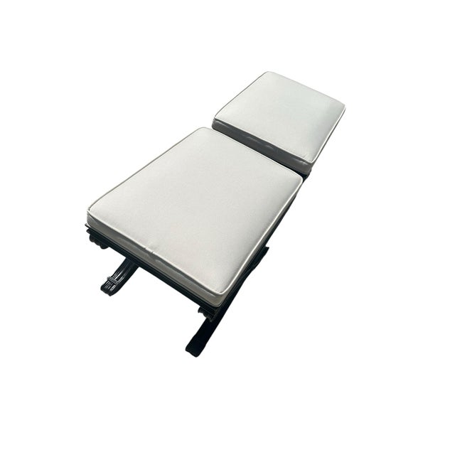 1990s 1990s Vintage Ethan Allen X Bench Ottomans Set of 2 Black and White Palm Beach Style For Sale - Image 5 of 12