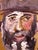 This is a signed portrait painting done in an outsider, folk art, expressionist style. it is signed in Hebrew, also marked...