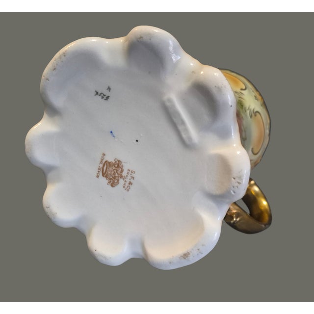 Antique Royal Devon S.& F. Co. England Hand Painted Floral Gilded Pitcher 6'' For Sale - Image 6 of 8