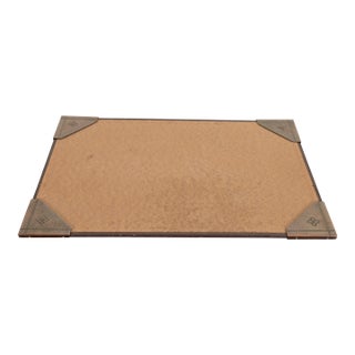 Roycroft Arts & Crafts Hammered Copper Quatrefoil Blotter Corners With Desk Blotter For Sale