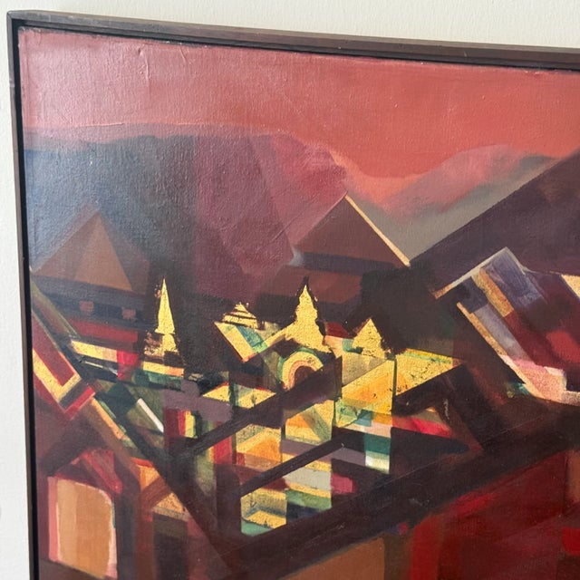 Vintage Large Abstract Painting by Listed Artist Wattana Wattanapun, Framed For Sale In Los Angeles - Image 6 of 8