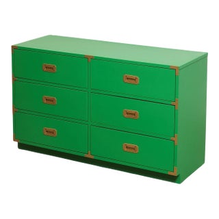 Mid 20th Century Kelly Green Six Drawer Dresser For Sale