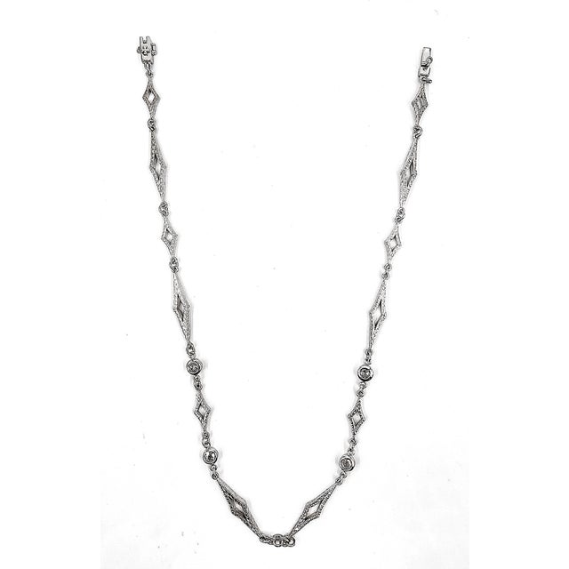 Silver Loree Rodkin 18k White Gold Rose Cut Diamond Necklace For Sale - Image 8 of 8