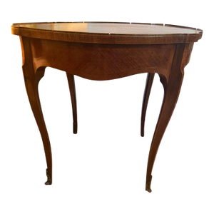 1930s French Antique Oval Floral Marquetry Parlor or Hall Table