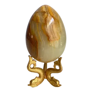 Vintage Petite Banded Onyx Agate Egg Brass Dolphin Stand