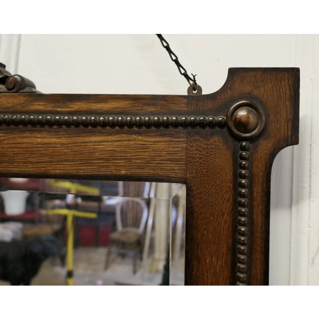 Wood Art Deco Rectangular Oak Mirror For Sale - Image 7 of 7