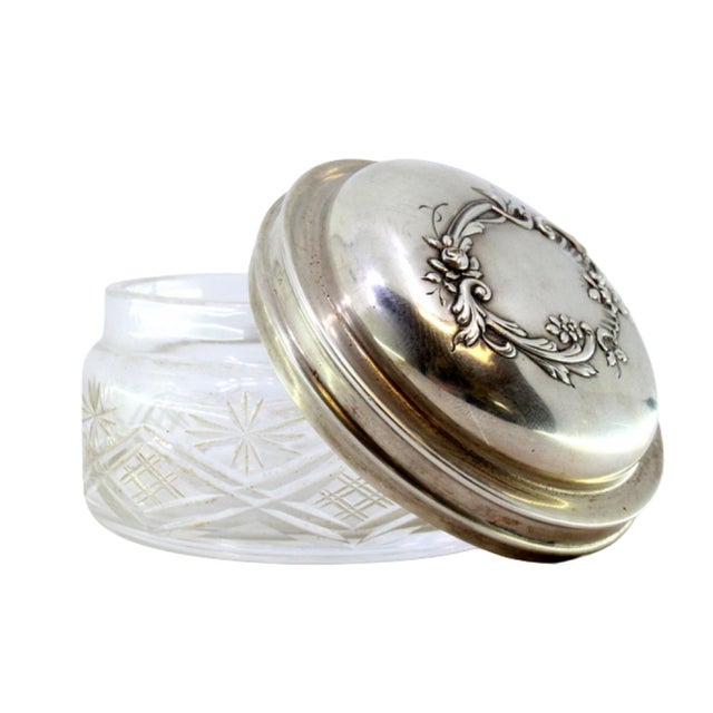 Silver Cut Glass Box with Silver-Embossed Lid and Monogram Card For Sale - Image 8 of 8