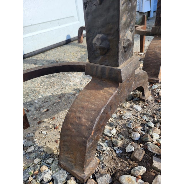 Late 19th Century Mission Style Andirons - Set of 2 For Sale - Image 12 of 12