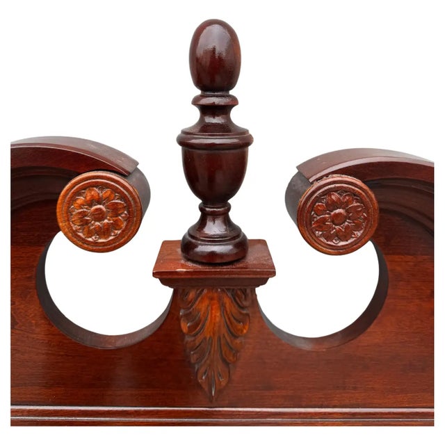 Glass Mid 20th Century Cochrane Furniture Federal Style Cherry Trifold Beveled Mirror For Sale - Image 7 of 9