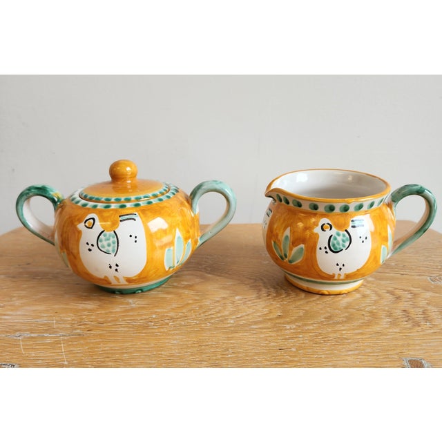 Late 20th Century Late 20th Century Solimene Vietri 'Decoro Campagna' Hand Painted Italian Coffee Set- 3 Pieces For Sale - Image 5 of 12