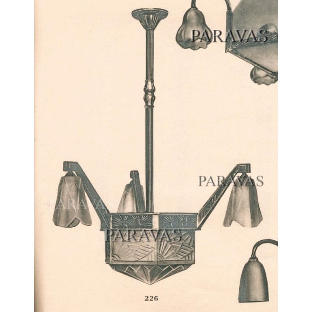 French Art Deco Chandelier by Ravaud & Muller Freres 1930 France For Sale - Image 13 of 15