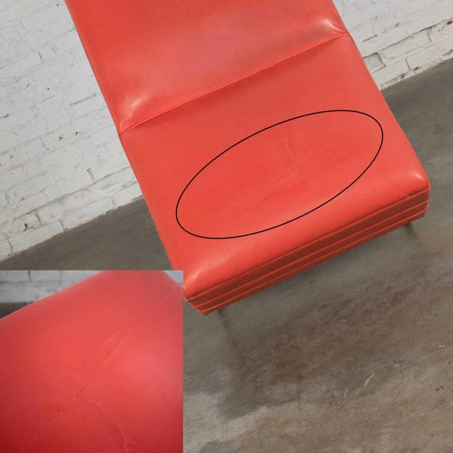 Mid Century Modern Chaise or Day Bed in Coral Vinyl Faux Leather With Aluminum Legs For Sale - Image 12 of 13