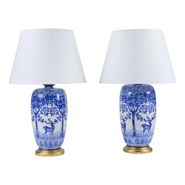 1920s French Porcelain Lamps - A Pair For Sale