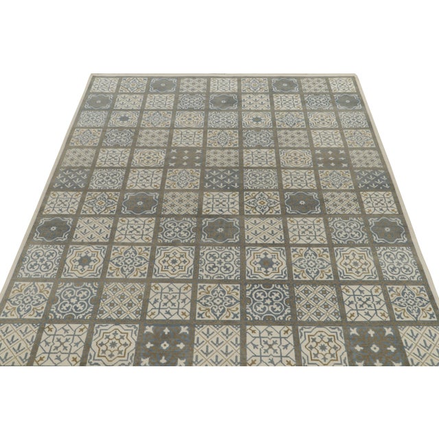 Tribal Rug & Kilim’s Moroccan-Inspired Rug in White and Blue Tribal Medallions For Sale - Image 3 of 7