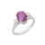 Modern 3.66ct Vibrant Pink Sapphire Dimond Trinity Engagement 18k Gold Ring Size 7 For Sale - Image 3 of 9
