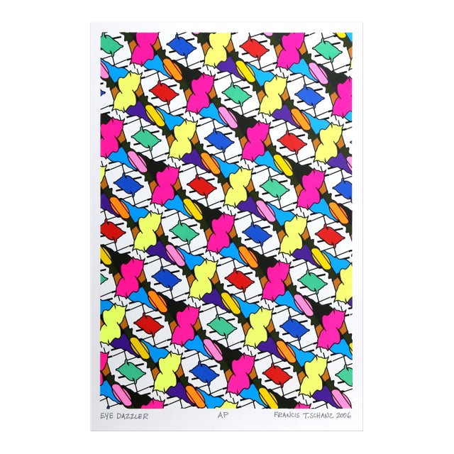 Eye Dazzler, Francis Schanz Screenprint in Day-Glo Ink, Signed, Numbered, and Dated in Marker For Sale