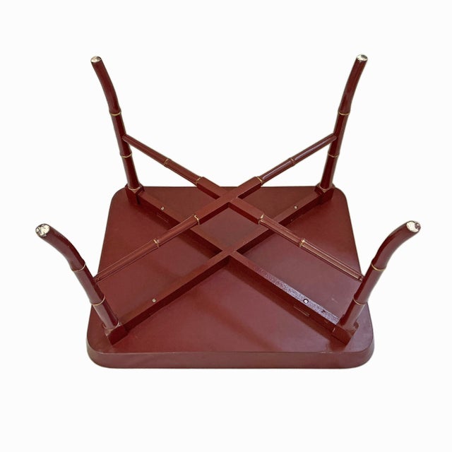 Vintage Maroon Gilded Regency Tray Table Faux Bamboo For Sale In Philadelphia - Image 6 of 6