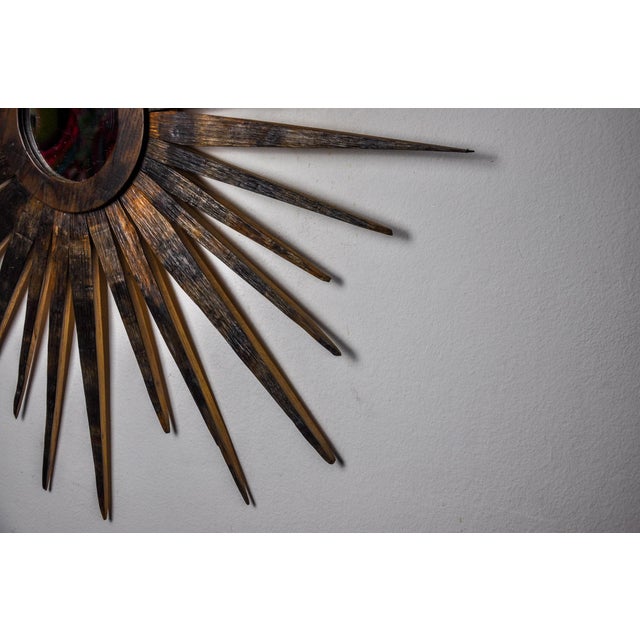 Hollywood Regency French Wooden Sun Mirror, 1960s For Sale - Image 3 of 7