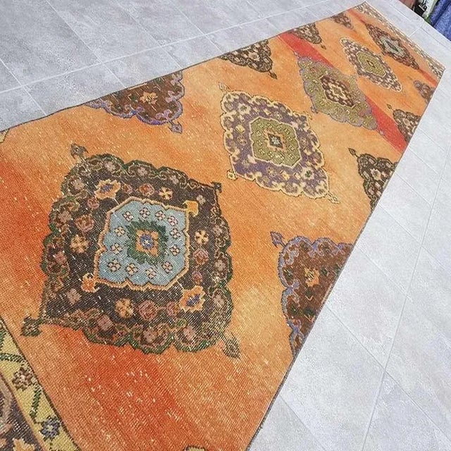 1960s Aztec Oushak Runner Rug, 1960s For Sale - Image 5 of 8