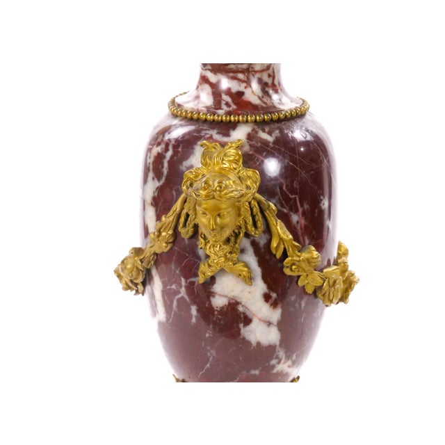 French Louis XVI Style Candelabra / White-Veined Red Marble & Gilt Bronze, 1885 For Sale - Image 14 of 18