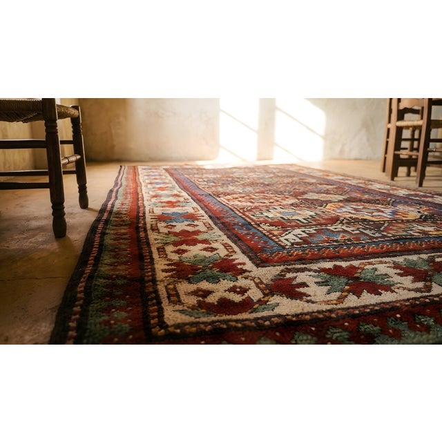 Rustic Tribal Geometric Design Antique 19th Century Caucasian Kazak Carpet For Sale - Image 16 of 17