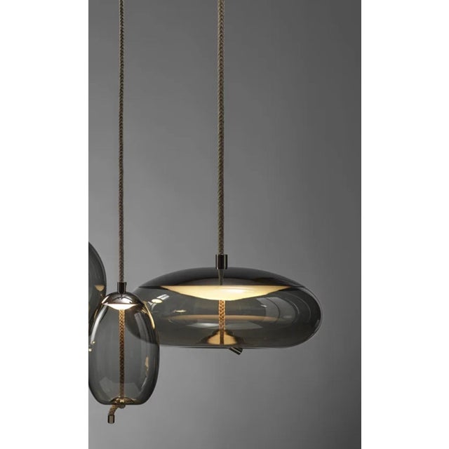 Brokis “Knot” suspension lamp in transparent smoke-grey glass, pendant Light For Sale - Image 4 of 5