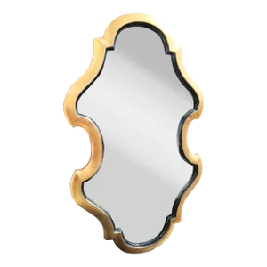 Vintage John Stuart Curvy Gold Leaf Black Wall Mirror