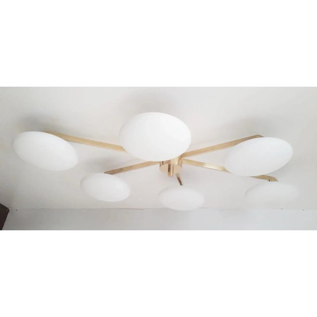 Not Yet Made - Made To Order Angelo Natural Brass Matte White Glass Flush Mount by Fabio Ltd For Sale - Image 5 of 7