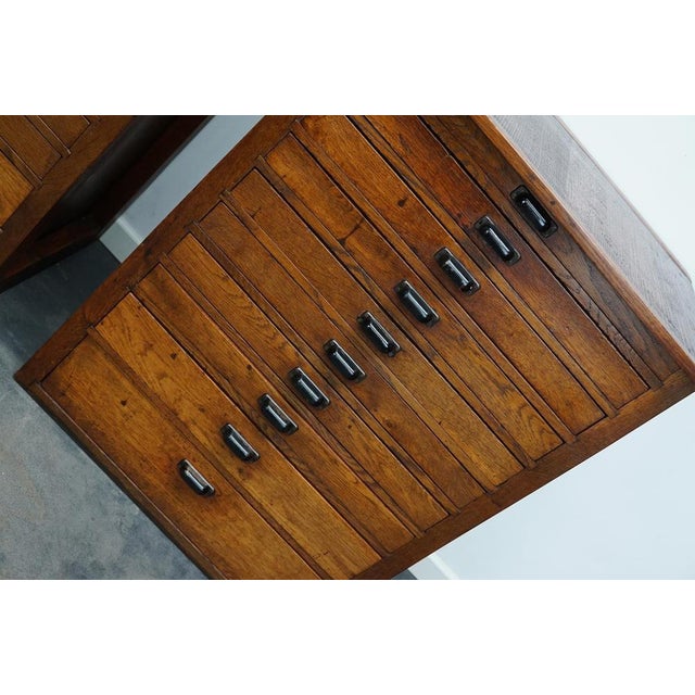 Vintage Dutch Oak Jewelers Drawer Cabinets, 1930s, Set of 2 For Sale - Image 10 of 18