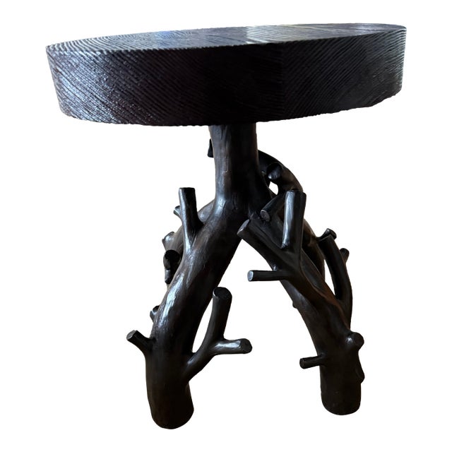 Blackman Cruz Limited Edition Endanger Series Cast Bronze and Textured Walnut Top Side Table For Sale