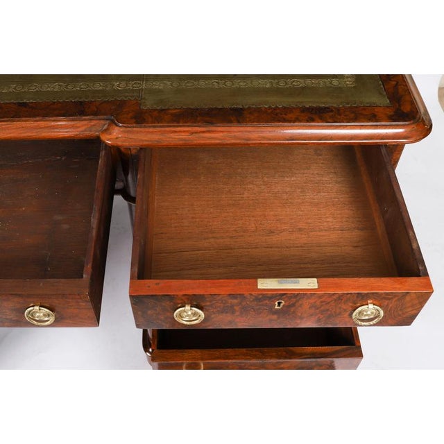 Antique Victorian Burr Walnut Twin Pedestal Desk, 19th Century For Sale - Image 10 of 18