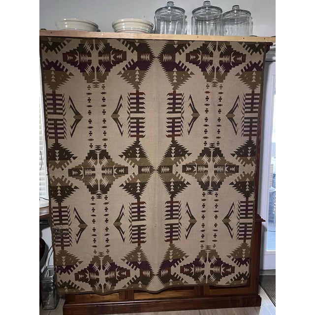 Oregon City Woolen Mills Indian Trade Blanket Antique 1920's Pac-Man Pattern Wow For Sale - Image 9 of 12