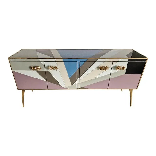 Credenza with 4 Glass Doors, 1990s For Sale - Image 3 of 8